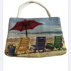 Beach Scene Tapestry Tote Bag in Multicolor